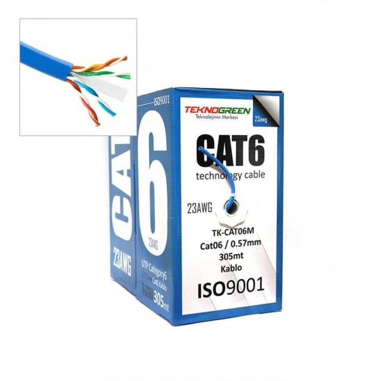 Teknogreen 305mt Cca Mavi Cat6 Kablo